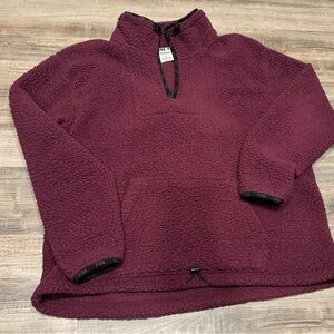 PINK Victoria's Secret Maroon Fleece Quarter-Zip Sweater